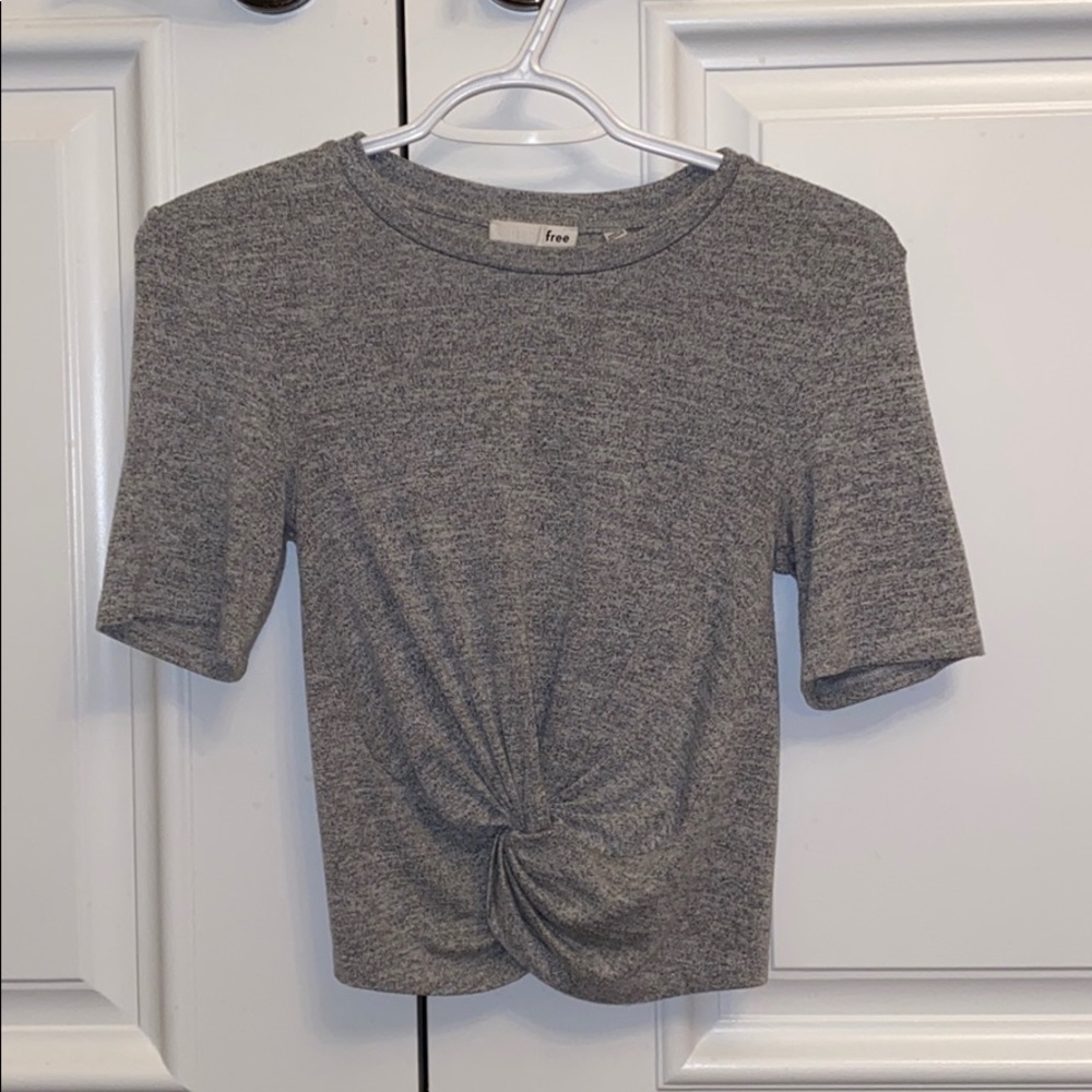 Aritzia grey tie top